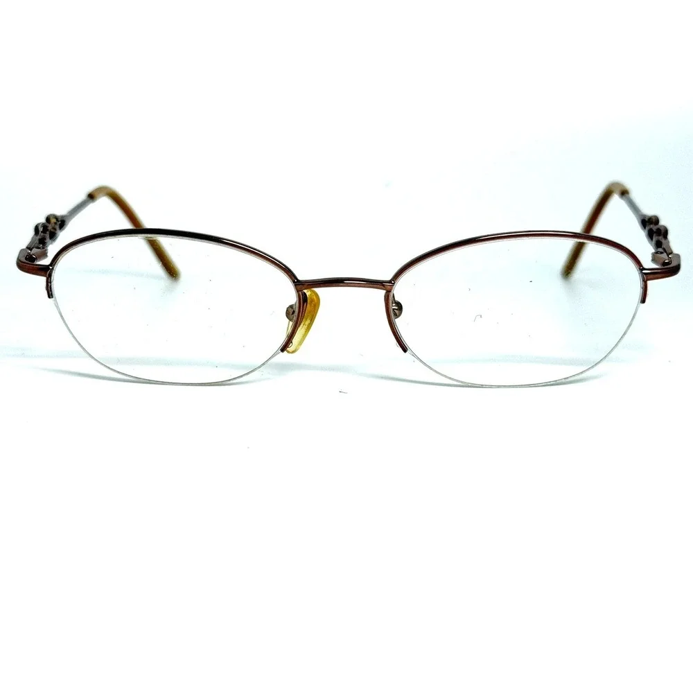Sans Pareil Inc Bronze Oval Semi Rimless Filigree Eyeglass Frames 50-18